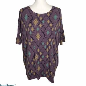 Lularoe Irma Purple Diamond Print Tunic Small Shirt Top Women’s